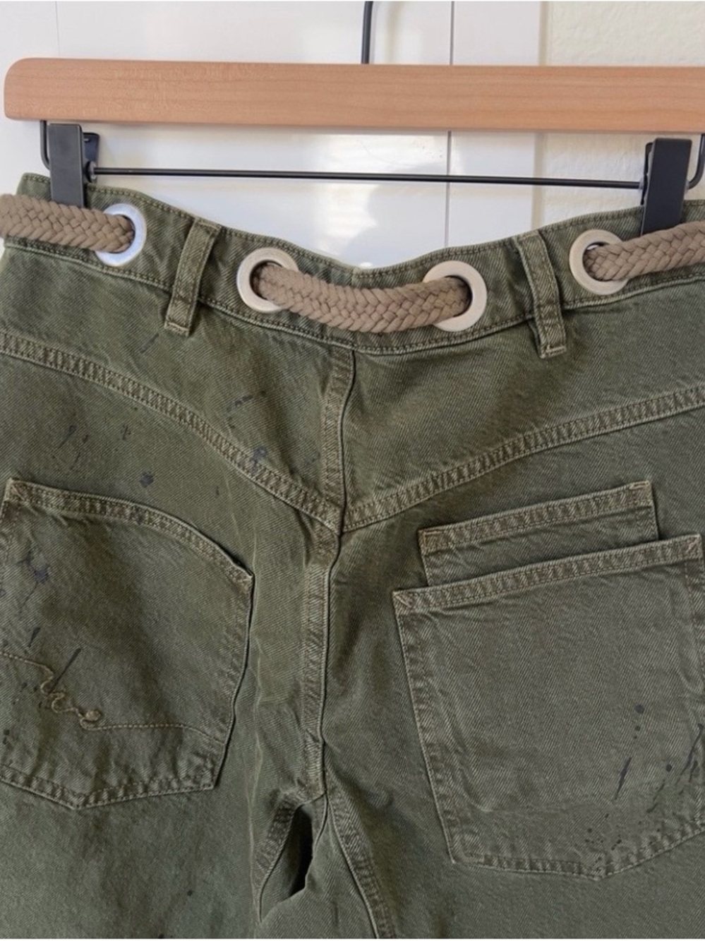 We the free Olive Green Wide-Leg Pull- On Utility Pants NWOT - Picture 7 of 9